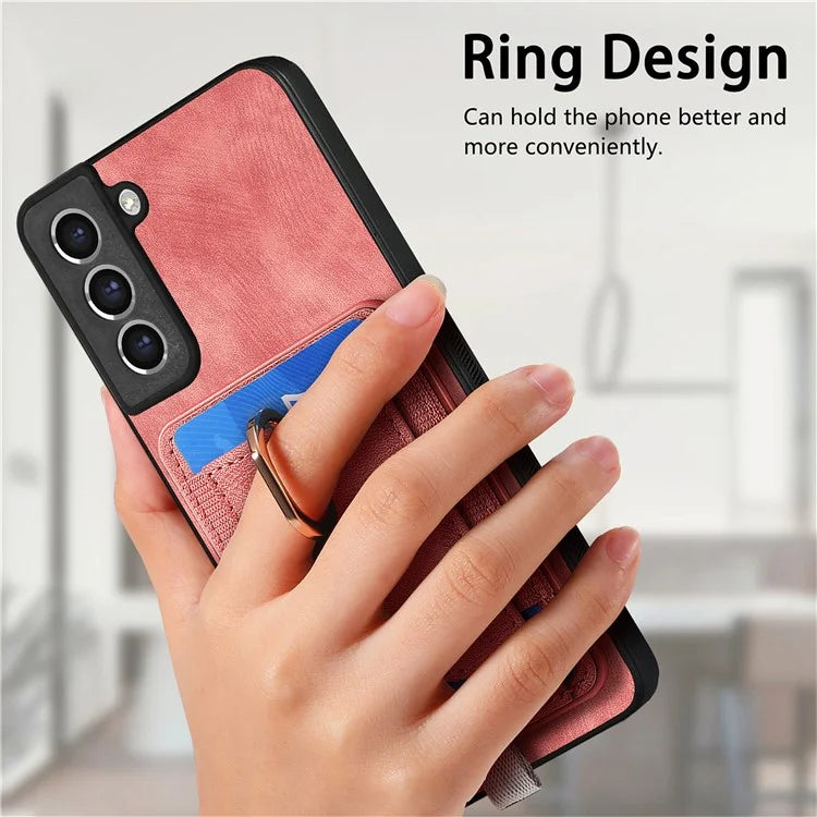 D7 For Samsung Galaxy S21 FE 5G Case Retro Leather+TPU Phone Cover with Detachable Card Holder