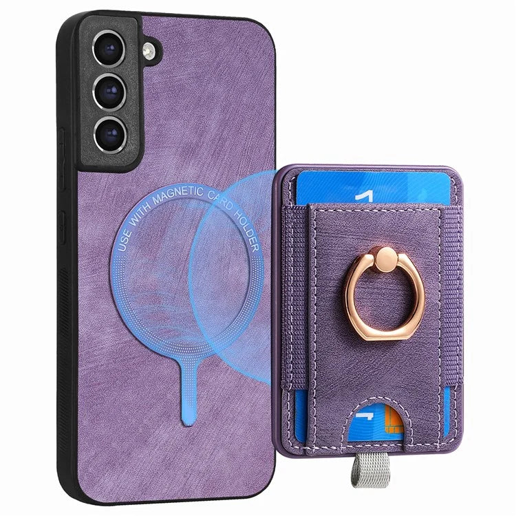 D7 For Samsung Galaxy S21 FE 5G Case Retro Leather+TPU Phone Cover with Detachable Card Holder