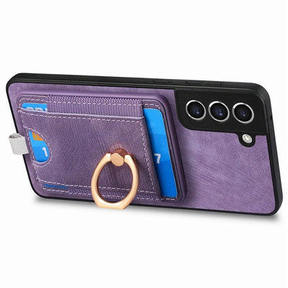 D7 For Samsung Galaxy S21 FE 5G Case Retro Leather+TPU Phone Cover with Detachable Card Holder
