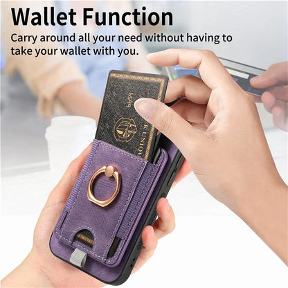 D7 For Samsung Galaxy S21 FE 5G Case Retro Leather+TPU Phone Cover with Detachable Card Holder