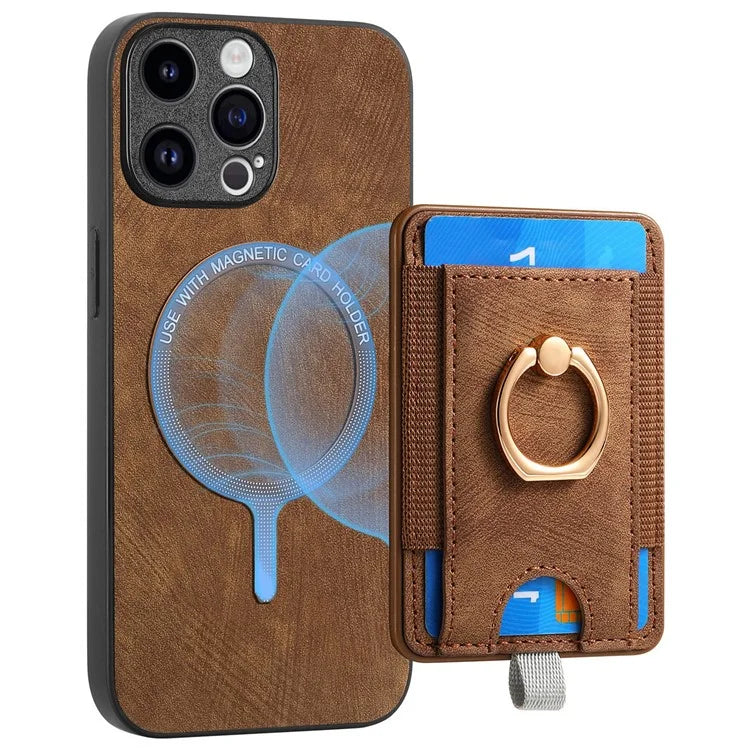 D7 For iPhone 14 Pro Max Kickstand Case PU Leather Coated TPU Cover Detachable Card Slot