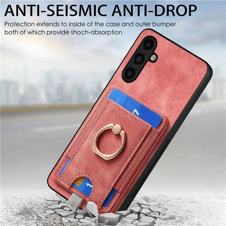 D7 For Samsung Galaxy A05s 4G Case Ring Kickstand Cover Detachable Phone Card Bag