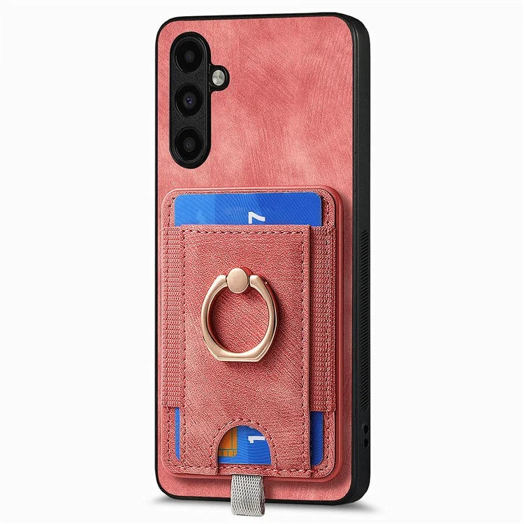 D7 For Samsung Galaxy A35 5G Kickstand Case Detachable Card Holder Retro Phone Cover