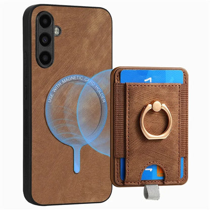 D7 For Samsung Galaxy A35 5G Kickstand Case Detachable Card Holder Retro Phone Cover