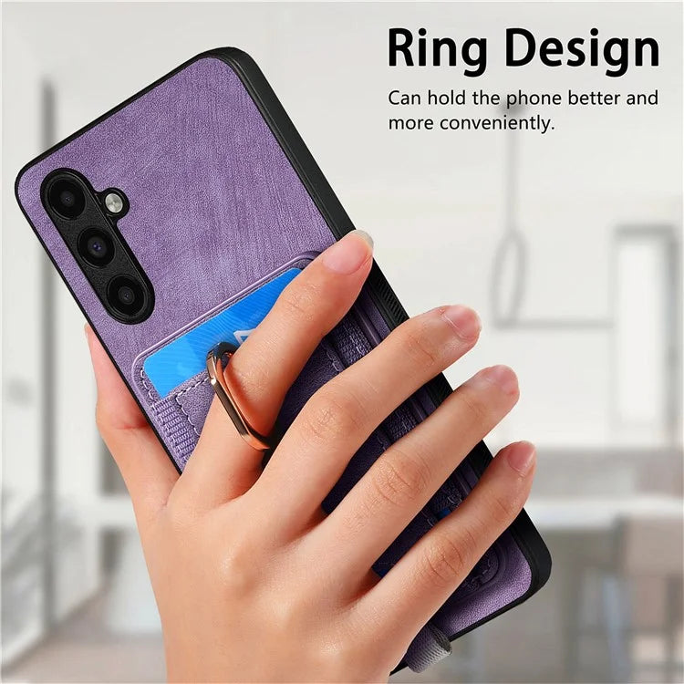 D7 For Samsung Galaxy A35 5G Kickstand Case Detachable Card Holder Retro Phone Cover