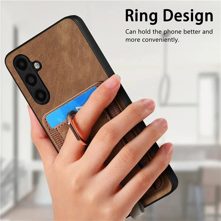 D7 For Samsung Galaxy A25 5G (Global) (161.0 x 76.5 x 8.3mm) Case Retro Leather+TPU Phone Shell with Kickstand