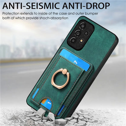 D7 For Samsung Galaxy A13 4G Case with Kickstand Detachable Card Slot Magnetic Phone Shell