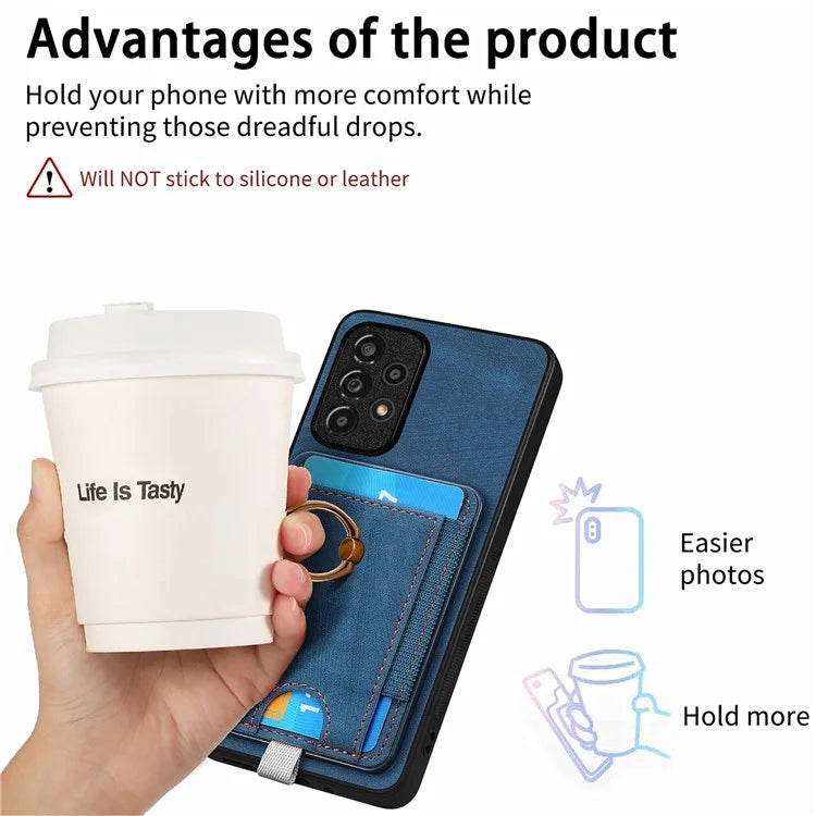 D7 For Samsung Galaxy A13 4G Case with Kickstand Detachable Card Slot Magnetic Phone Shell