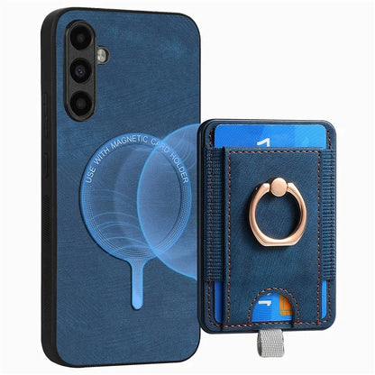 D7 For Samsung Galaxy A15 4G / A15 5G Case Magnetic Card Slot Kickstand Phone Cover