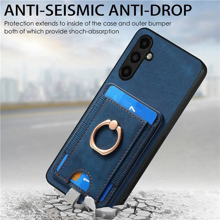 D7 For Samsung Galaxy A15 4G / A15 5G Case Magnetic Card Slot Kickstand Phone Cover