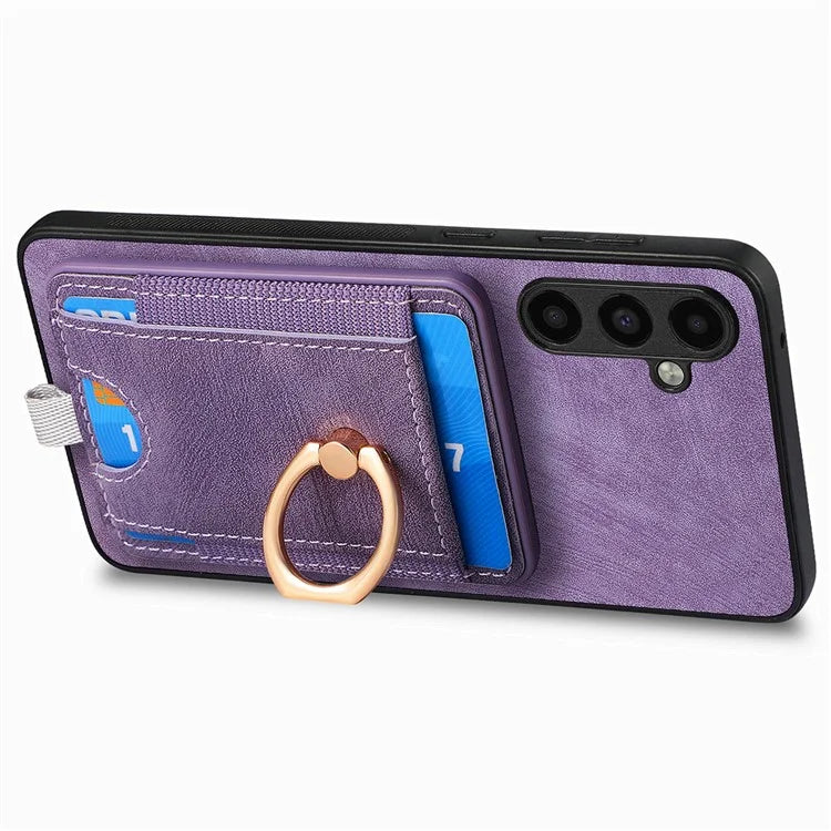 D7 For Samsung Galaxy A15 4G / A15 5G Case Magnetic Card Slot Kickstand Phone Cover