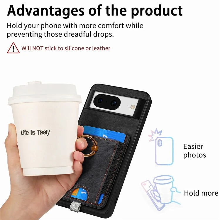 D7 For Google Pixel 8 Kickstand Case Magnetic Card Slot Phone Protector