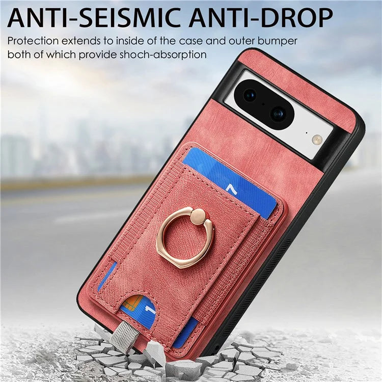 D7 For Google Pixel 8 Kickstand Case Magnetic Card Slot Phone Protector