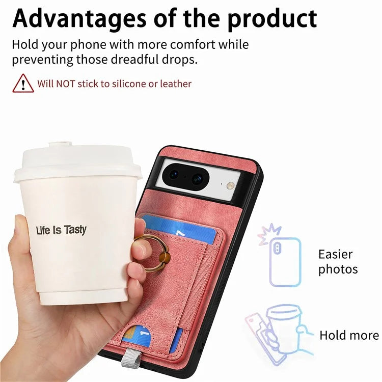 D7 For Google Pixel 8 Kickstand Case Magnetic Card Slot Phone Protector