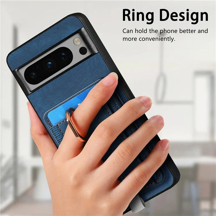 D7 For Google Pixel 8 Pro Cell Phone Case Detachable Magnetic Card Slot Kickstand Shell