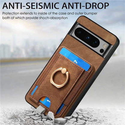 D7 For Google Pixel 8 Pro Cell Phone Case Detachable Magnetic Card Slot Kickstand Shell
