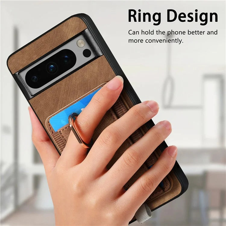 D7 For Google Pixel 8 Pro Cell Phone Case Detachable Magnetic Card Slot Kickstand Shell