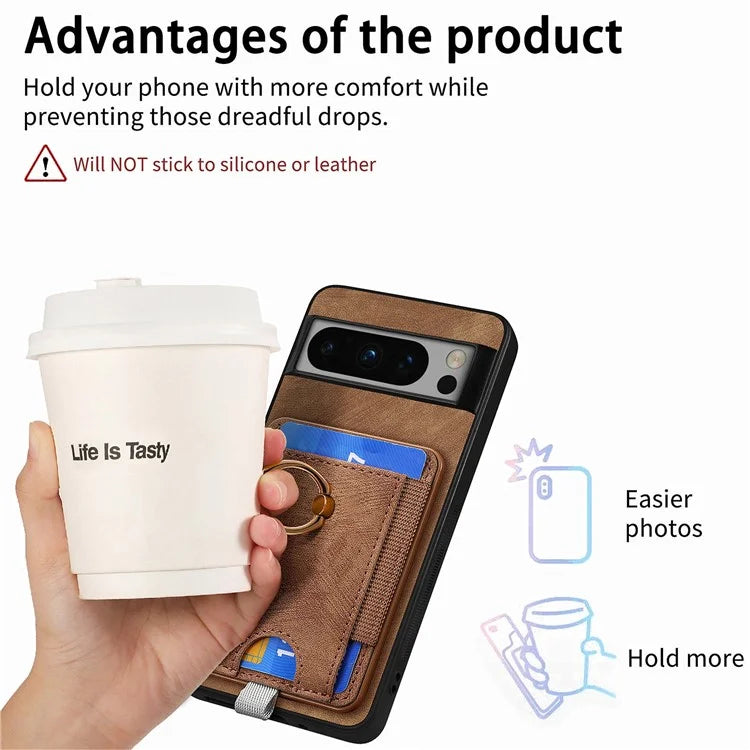 D7 For Google Pixel 8 Pro Cell Phone Case Detachable Magnetic Card Slot Kickstand Shell