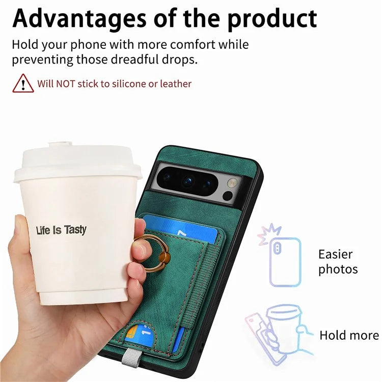 D7 For Google Pixel 8 Pro Cell Phone Case Detachable Magnetic Card Slot Kickstand Shell