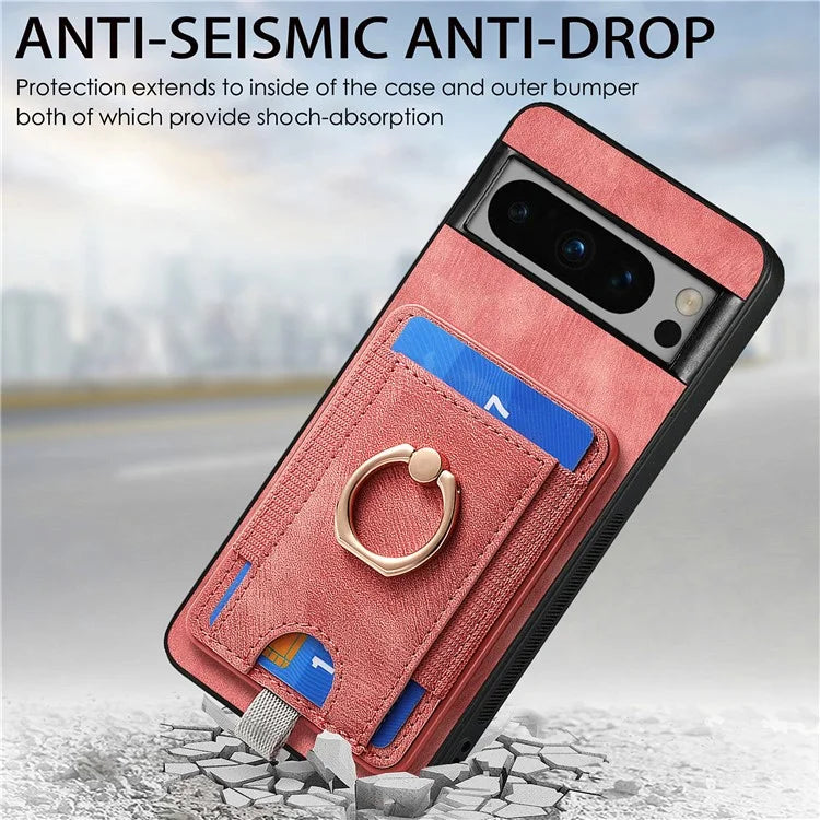 D7 For Google Pixel 8 Pro Cell Phone Case Detachable Magnetic Card Slot Kickstand Shell