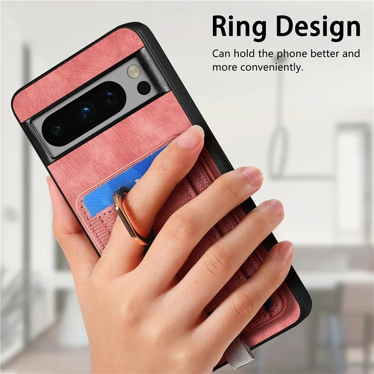 D7 For Google Pixel 8 Pro Cell Phone Case Detachable Magnetic Card Slot Kickstand Shell