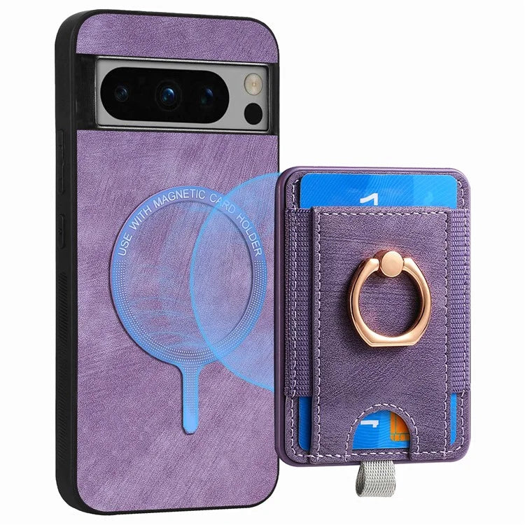 D7 For Google Pixel 8 Pro Cell Phone Case Detachable Magnetic Card Slot Kickstand Shell