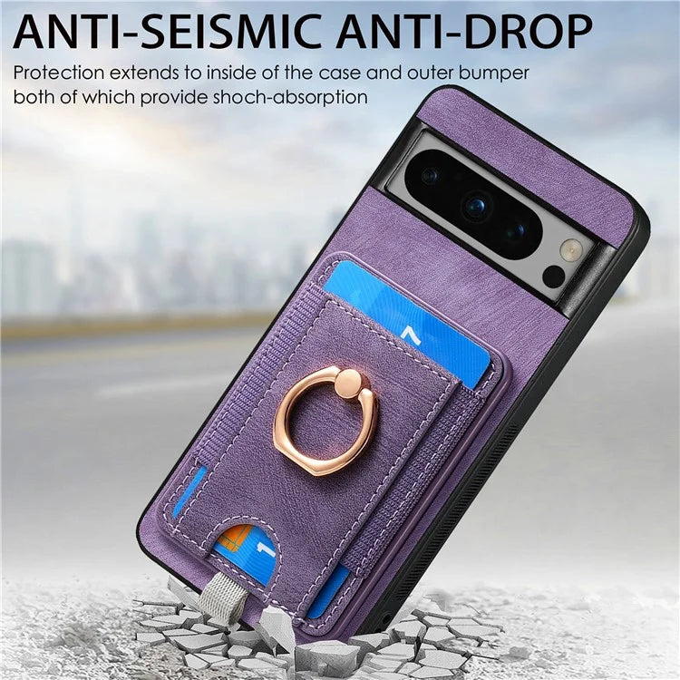 D7 For Google Pixel 8 Pro Cell Phone Case Detachable Magnetic Card Slot Kickstand Shell
