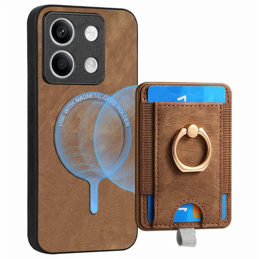 D7 For Xiaomi Redmi Note 13 5G Case Ring Holder PU Leather 2-in-1 Detachable Back Cover