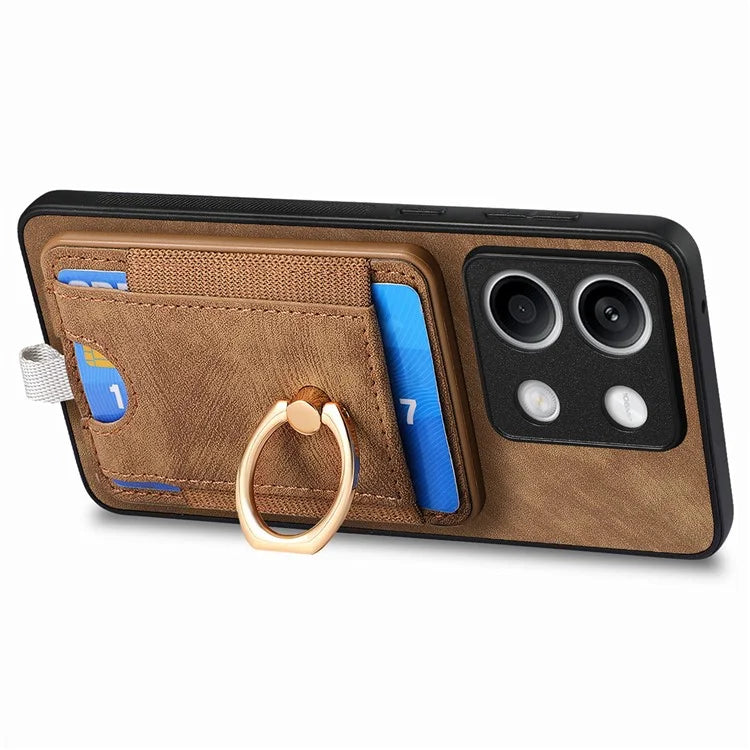 D7 For Xiaomi Redmi Note 13 5G Case Ring Holder PU Leather 2-in-1 Detachable Back Cover