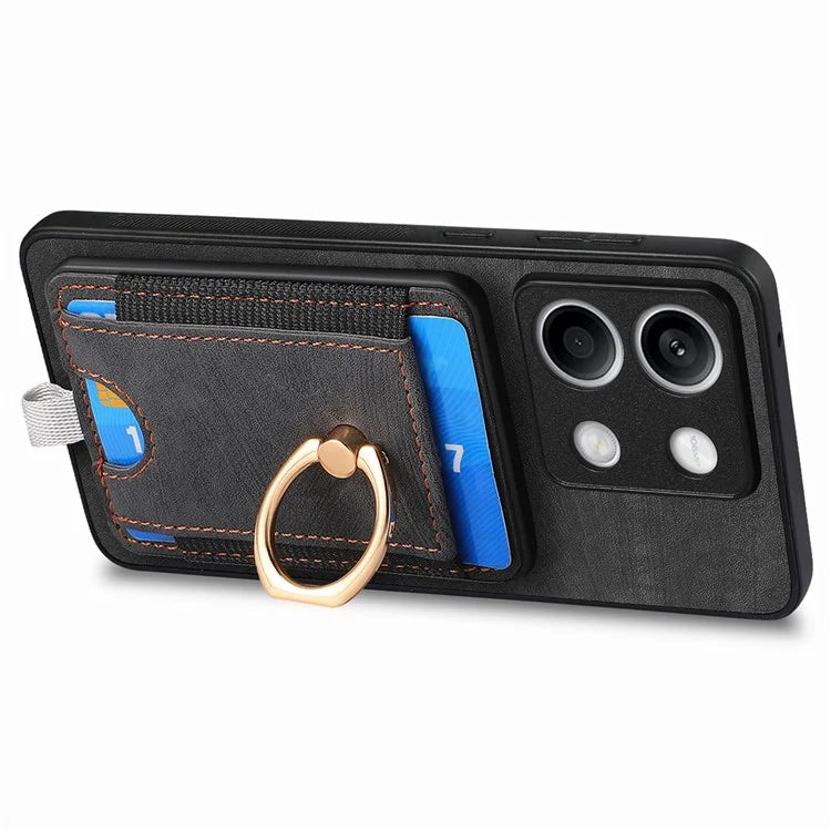D7 For Xiaomi Redmi Note 13 5G Case Ring Holder PU Leather 2-in-1 Detachable Back Cover