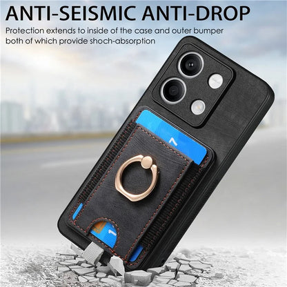 D7 For Xiaomi Redmi Note 13 5G Case Ring Holder PU Leather 2-in-1 Detachable Back Cover