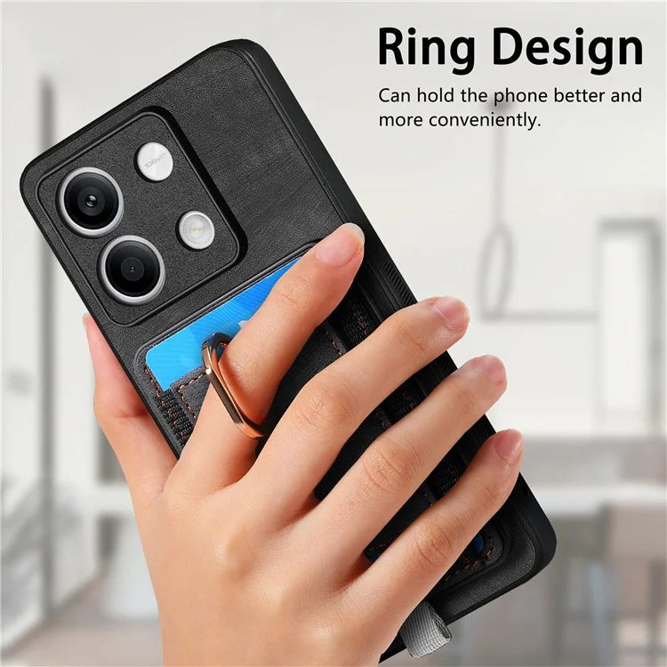 D7 For Xiaomi Redmi Note 13 5G Case Ring Holder PU Leather 2-in-1 Detachable Back Cover