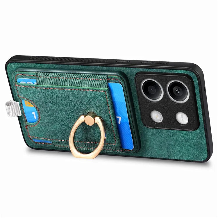 D7 For Xiaomi Redmi Note 13 5G Case Ring Holder PU Leather 2-in-1 Detachable Back Cover