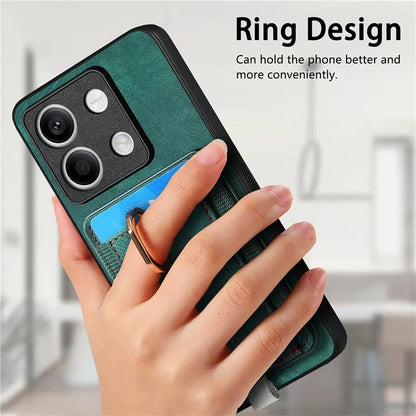 D7 For Xiaomi Redmi Note 13 5G Case Ring Holder PU Leather 2-in-1 Detachable Back Cover