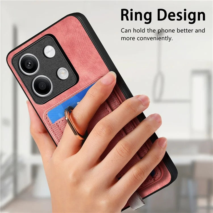 D7 For Xiaomi Redmi Note 13 5G Case Ring Holder PU Leather 2-in-1 Detachable Back Cover