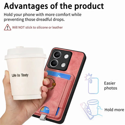 D7 For Xiaomi Redmi Note 13 5G Case Ring Holder PU Leather 2-in-1 Detachable Back Cover