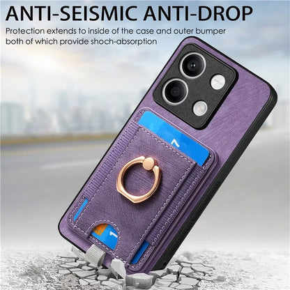 D7 For Xiaomi Redmi Note 13 5G Case Ring Holder PU Leather 2-in-1 Detachable Back Cover
