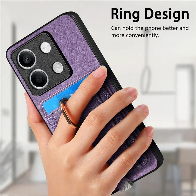 D7 For Xiaomi Redmi Note 13 5G Case Ring Holder PU Leather 2-in-1 Detachable Back Cover
