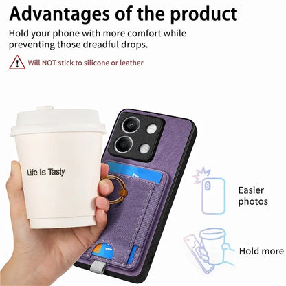 D7 For Xiaomi Redmi Note 13 5G Case Ring Holder PU Leather 2-in-1 Detachable Back Cover