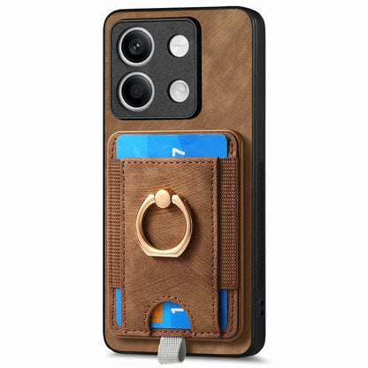 D7 For Xiaomi Redmi Note 13 4G Kickstand Case Magnetic Card Slot Anti-scratch Phone Cover
