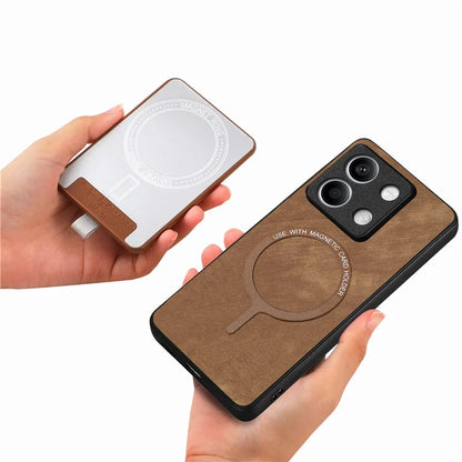 D7 For Xiaomi Redmi Note 13 4G Kickstand Case Magnetic Card Slot Anti-scratch Phone Cover