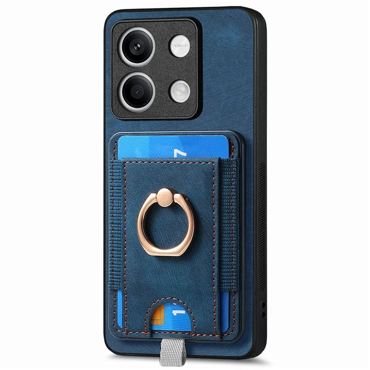 D7 For Xiaomi Redmi Note 13 4G Kickstand Case Magnetic Card Slot Anti-scratch Phone Cover