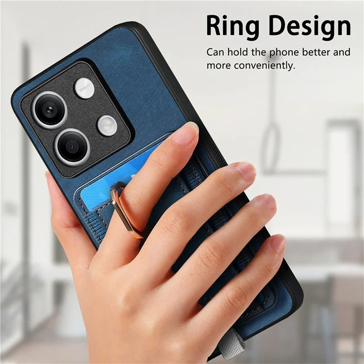 D7 For Xiaomi Redmi Note 13 4G Kickstand Case Magnetic Card Slot Anti-scratch Phone Cover