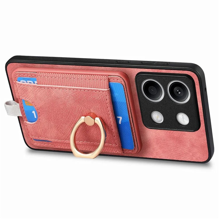 D7 For Xiaomi Redmi Note 13 4G Kickstand Case Magnetic Card Slot Anti-scratch Phone Cover
