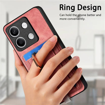 D7 For Xiaomi Redmi Note 13 4G Kickstand Case Magnetic Card Slot Anti-scratch Phone Cover