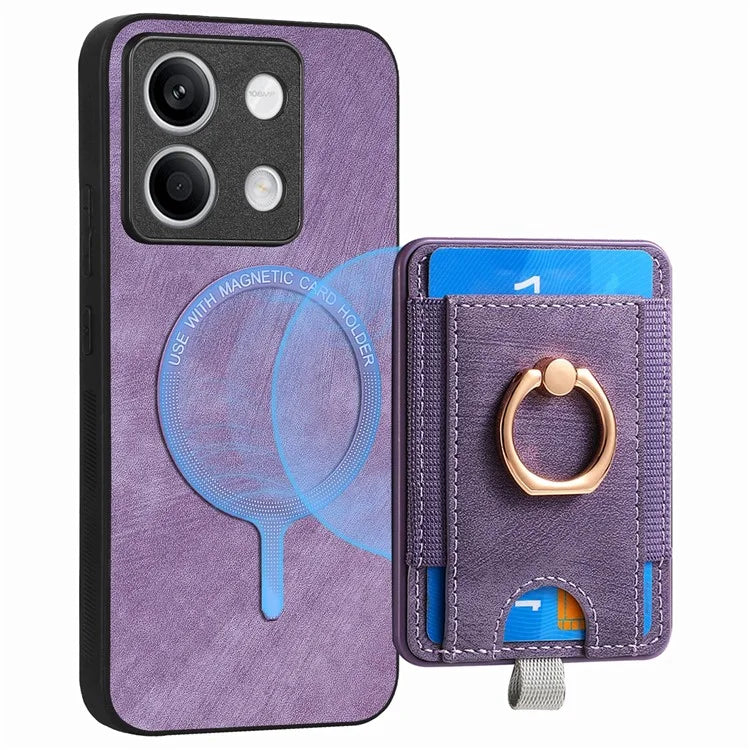 D7 For Xiaomi Redmi Note 13 4G Kickstand Case Magnetic Card Slot Anti-scratch Phone Cover