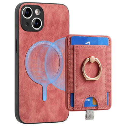 D7 For iPhone 15 Case Detachable Card Holder PU Leather Kickstand Cover