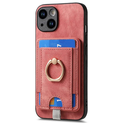 D7 For iPhone 15 Case Detachable Card Holder PU Leather Kickstand Cover
