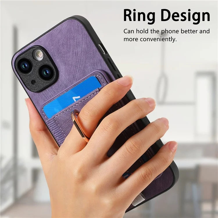 D7 For iPhone 15 Case Detachable Card Holder PU Leather Kickstand Cover