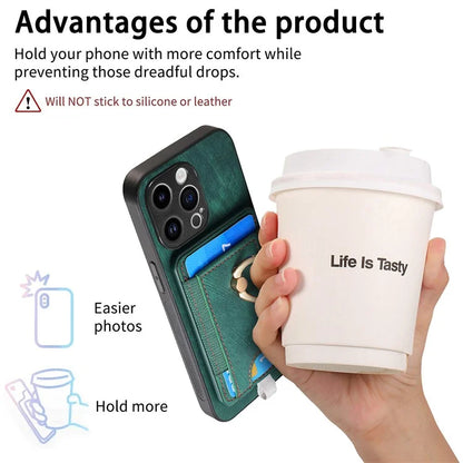 D7 For iPhone 15 Pro Max Case Drop-proof Detachable Magnetic Card Slot Phone Protector